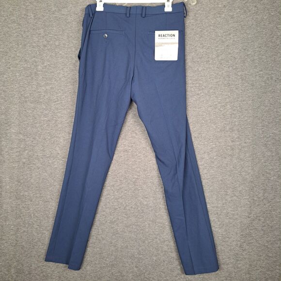 Kenneth Cole Reaction Men's Blue Plain Weave Skinny Fit Dress Pants Size 32W 32L - Picture 2 of 11